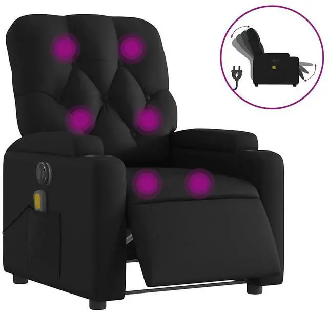 Alt view image 2 of 7 - vidaXL Electric Massage Recliner Chair Reclining Armchair Black Faux Leather