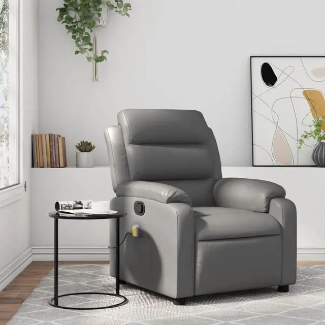 Main image of vidaXL Massage Recliner Chair Reclining Armchair for Elderly Gray Faux Leather