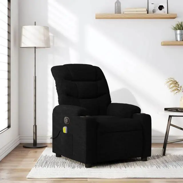 Main image of vidaXL Massage Recliner Chair Adjustable Armchair Home Theater Black Fabric
