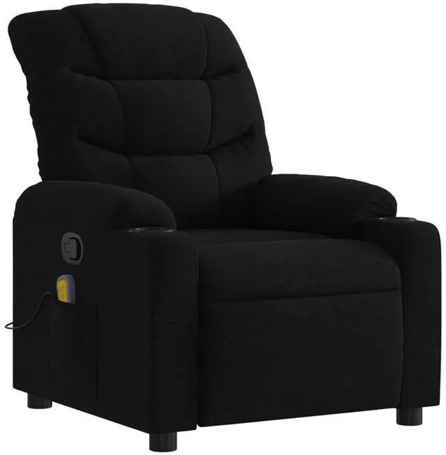 Alt view image 3 of 7 - vidaXL Massage Recliner Chair Adjustable Armchair Home Theater Black Fabric