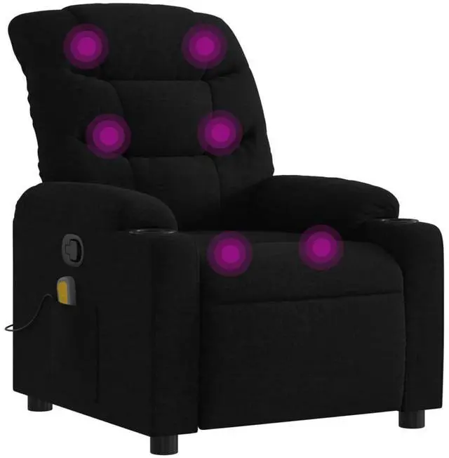 Alt view image 2 of 7 - vidaXL Massage Recliner Chair Adjustable Armchair Home Theater Black Fabric