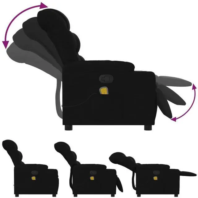 Alt view image 5 of 7 - vidaXL Massage Recliner Chair Adjustable Armchair Home Theater Black Fabric