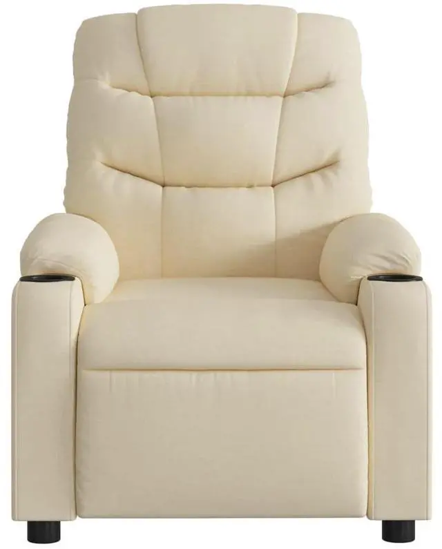 Alt view image 7 of 7 - vidaXL Massage Recliner Chair Reclining Armchair for Elderly Cream Fabric