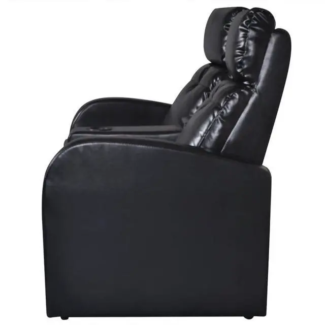 Alt view image 7 of 7 - vidaXL Artificial Leather Home Cinema Recliner Reclining Sofa 2-seat Black