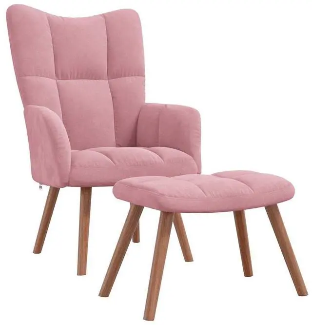 Alt view image 2 of 7 - vidaXL Relaxing Chair with a Stool Accent Living Room Furniture Pink Velvet