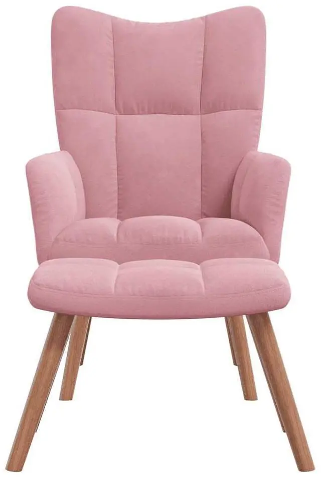 Alt view image 3 of 7 - vidaXL Relaxing Chair with a Stool Accent Living Room Furniture Pink Velvet