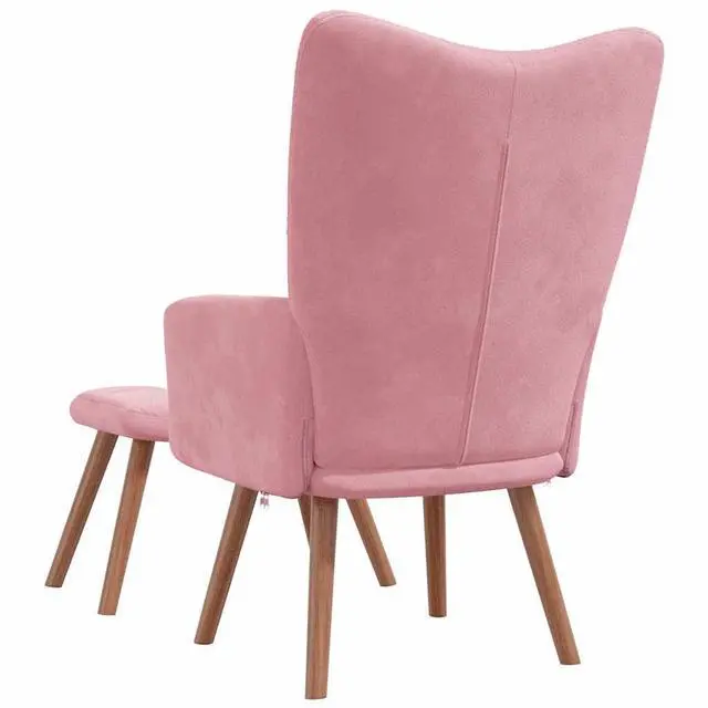 Alt view image 5 of 7 - vidaXL Relaxing Chair with a Stool Accent Living Room Furniture Pink Velvet