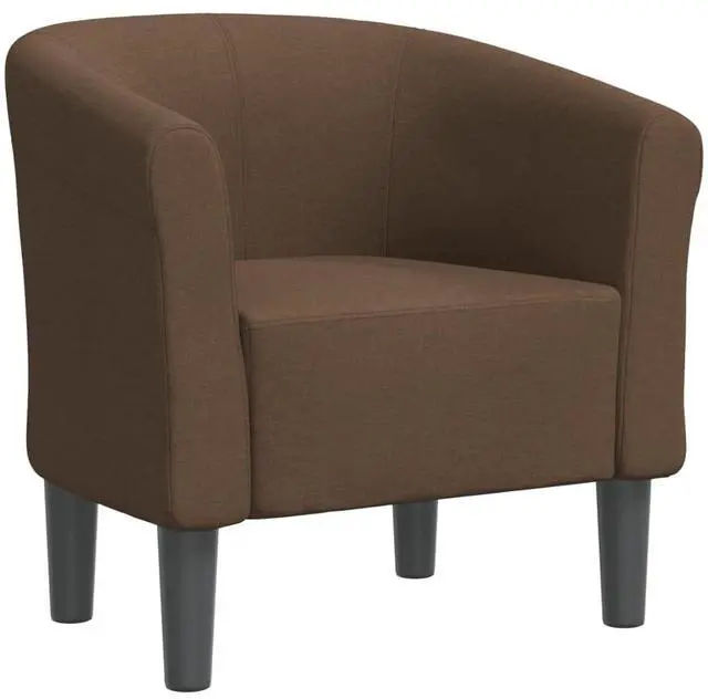 Alt view image 2 of 7 - vidaXL Tub Chair Accent Comfy Barrel Armchair for Living Room Brown Fabric
