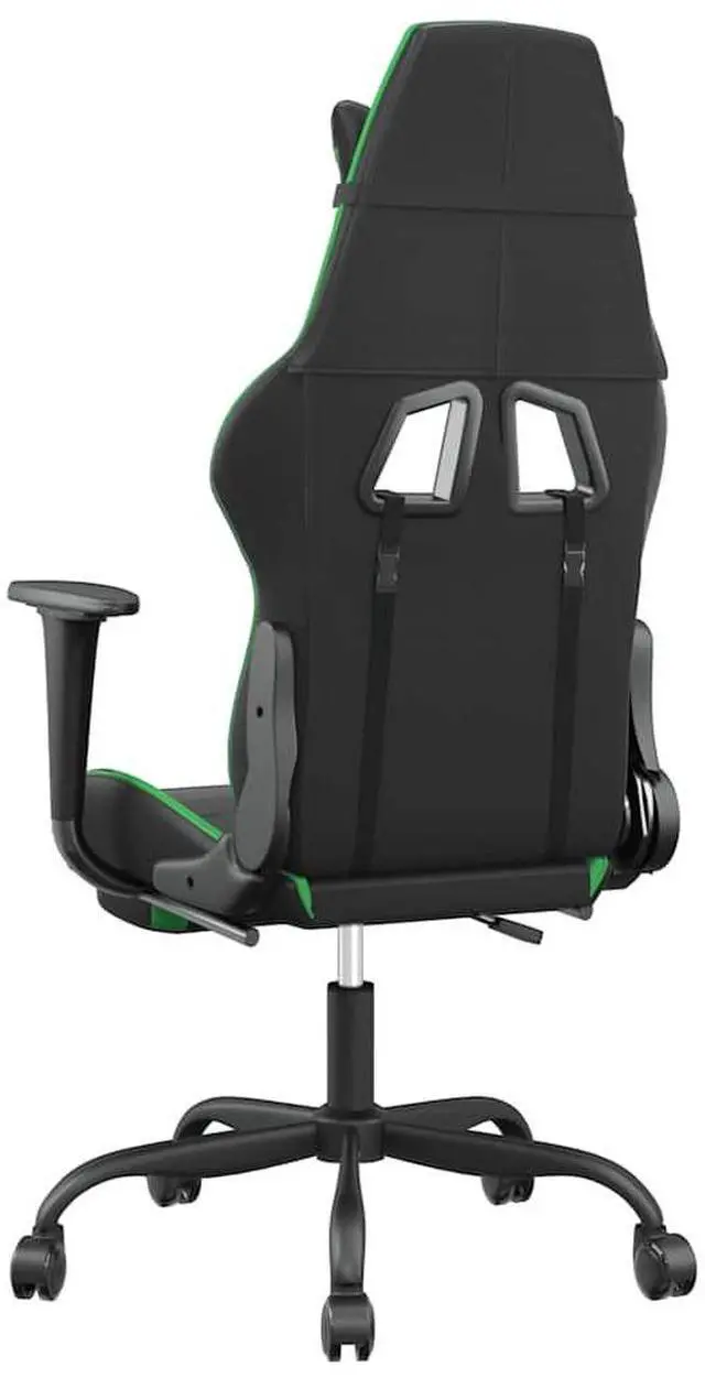 Alt view image 6 of 7 - vidaXL Massage Gaming Chair for Adult, Reclining Computer Chair with Footrest and Headrest, Height Adjustable Office Chair with 360°-Swivel Castors, Black and Green Faux Leather