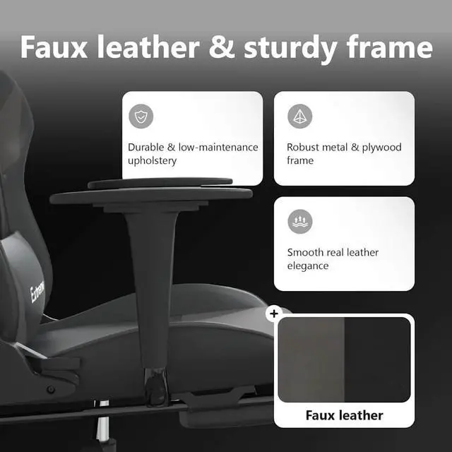 Alt view image 5 of 7 - vidaXL Massage Gaming Chair with Footrest and Headrest, Black and Grey