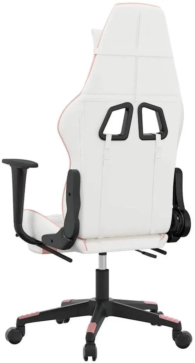 Alt view image 6 of 7 - vidaXL Massage Gaming Chair with Footrest and Headrest, White and Pink