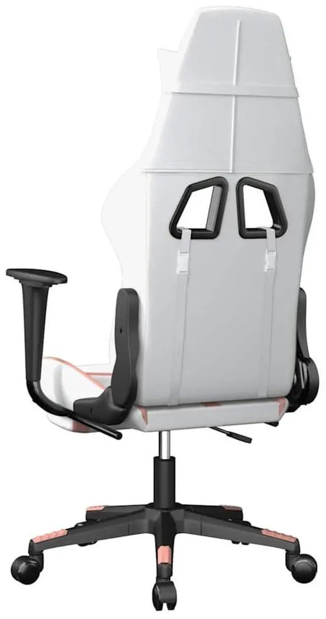 Alt view image 6 of 7 - vidaXL Massage Gaming Chair with Footrest and Headrest, White and Pink
