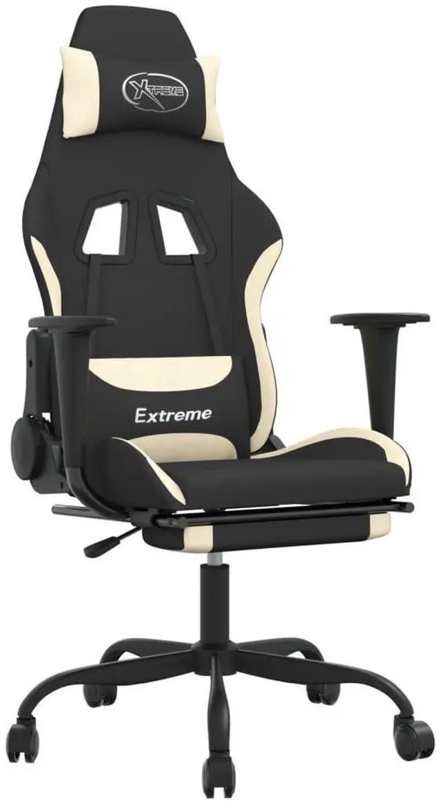Alt view image 2 of 7 - vidaXL Massage Gaming Chair with Footrest and Headrest, Black and Cream