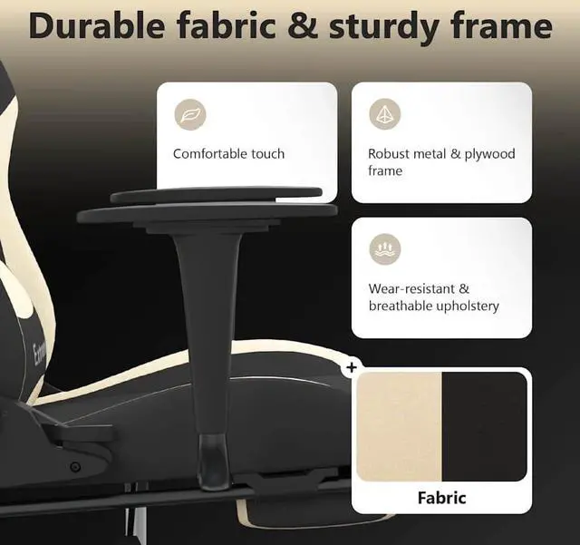 Alt view image 5 of 7 - vidaXL Massage Gaming Chair with Footrest and Headrest, Black and Cream