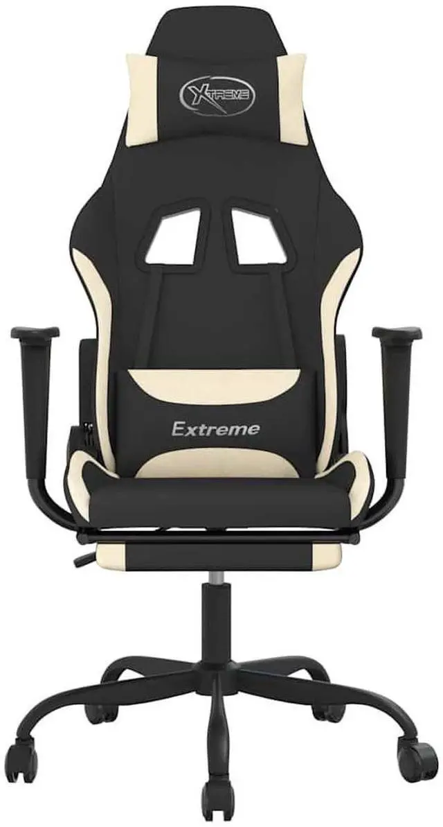 Alt view image 3 of 7 - vidaXL Massage Gaming Chair with Footrest and Headrest, Black and Cream