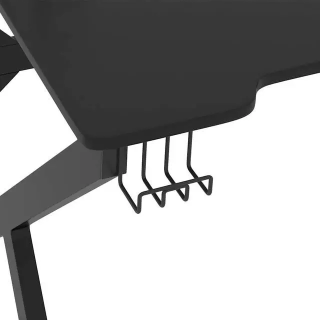 Alt view image 6 of 7 - vidaXL 35 Inch Gaming Desk with K-Shaped Legs, Ergonomic Computer Desk with Earphone & Controller Racks, Cup Holder, Sturdy PC Desk for Gamers and Home Office, Black