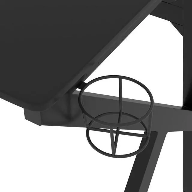 Alt view image 7 of 7 - vidaXL 35 Inch Gaming Desk with K-Shaped Legs, Ergonomic Computer Desk with Earphone & Controller Racks, Cup Holder, Sturdy PC Desk for Gamers and Home Office, Black