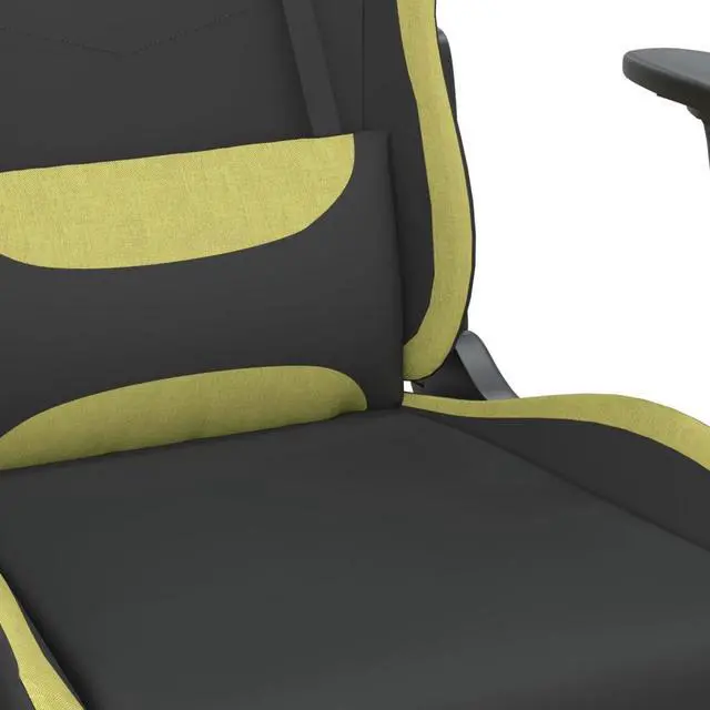 Alt view image 7 of 7 - vidaXL Massage Gaming Chair for Adult, Reclining Computer Chair with Footrest and Headrest, Height Adjustable Office Chair with 360°-Swivel Castors, Black and Light Green Fabric