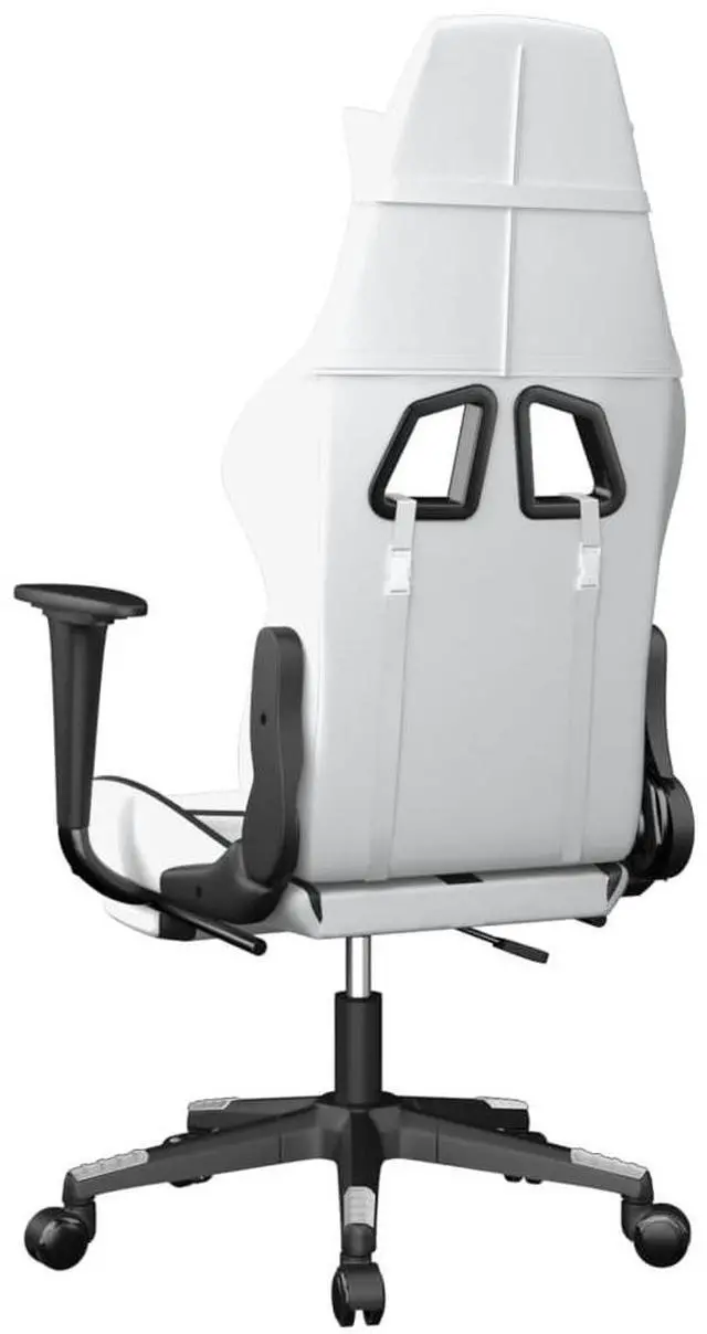 Alt view image 6 of 7 - vidaXL Massage Gaming Chair with Footrest and Headrest, White and Black