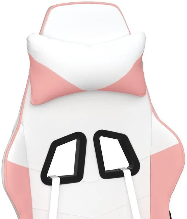Alt view image 7 of 7 - vidaXL Massage Gaming Chair with Footrest and Headrest, White and Pink