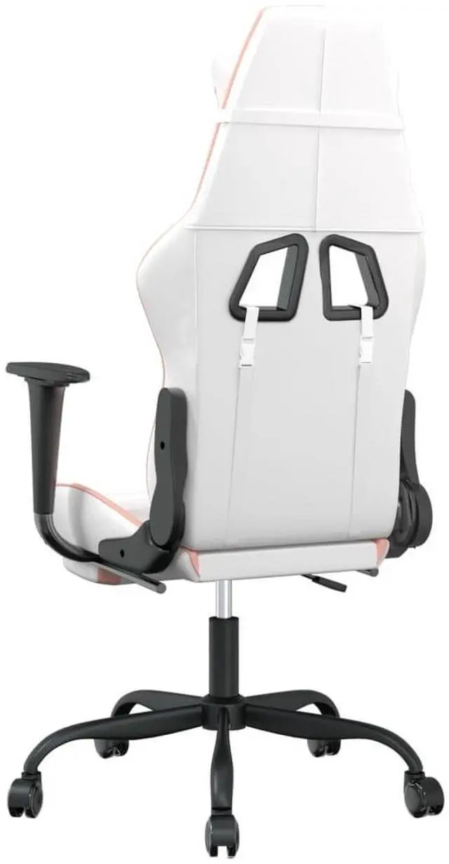Alt view image 6 of 7 - vidaXL Massage Gaming Chair with Footrest and Headrest, White and Pink