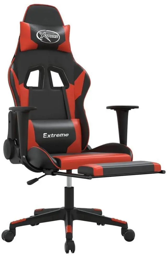 Alt view image 3 of 7 - vidaXL Massage Gaming Chair with Footrest and Headrest, Black and Red