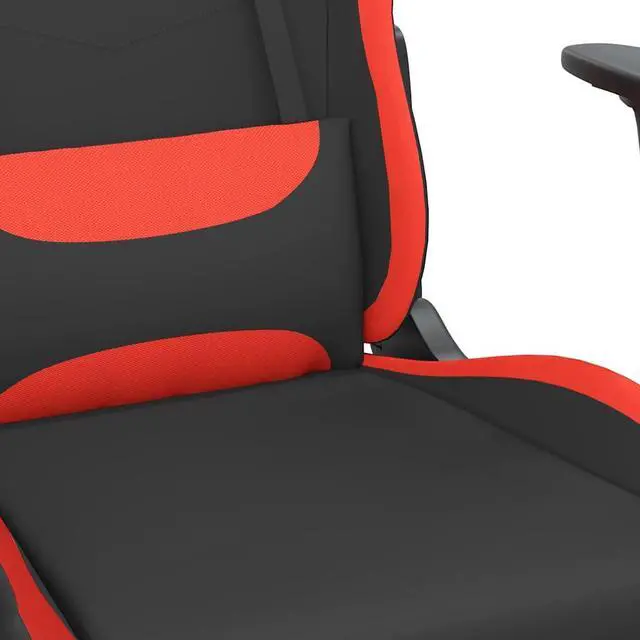 Alt view image 7 of 7 - vidaXL Massage Gaming Chair for Adult, Reclining Computer Chair with Footrest and Headrest, Height Adjustable Office Chair with 360°-Swivel Castors, Black and Red Fabric