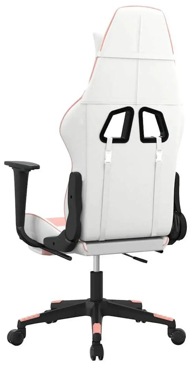 Alt view image 6 of 7 - vidaXL Massage Gaming Chair with Footrest and Headrest, White and Pink