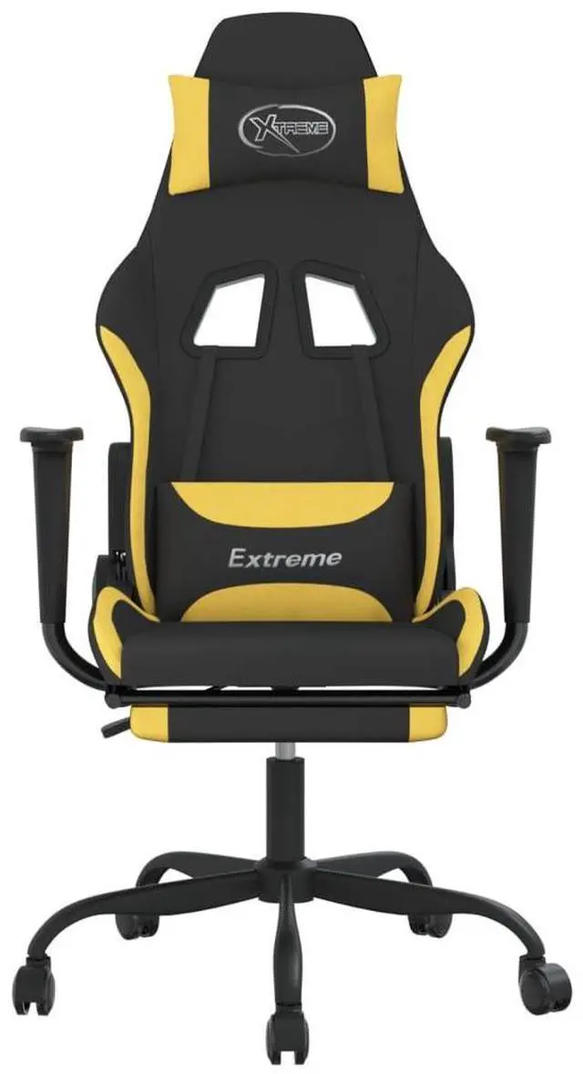 Alt view image 3 of 7 - vidaXL Massage Gaming Chair with Footrest and Headrest, Black and Yellow