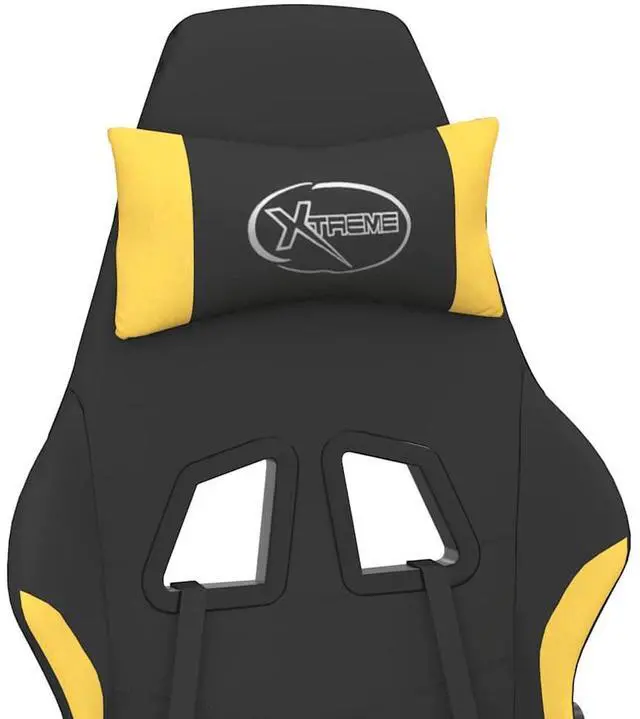Alt view image 7 of 7 - vidaXL Massage Gaming Chair with Footrest and Headrest, Black and Yellow