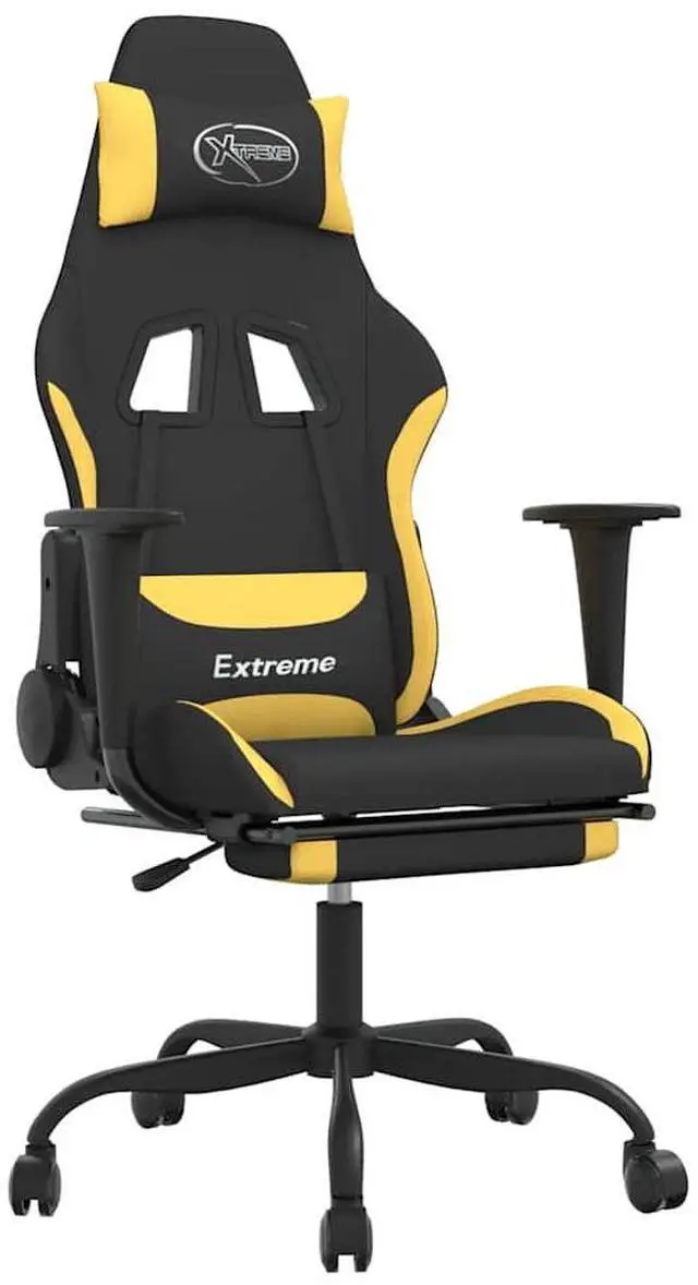 Alt view image 2 of 7 - vidaXL Massage Gaming Chair with Footrest and Headrest, Black and Yellow