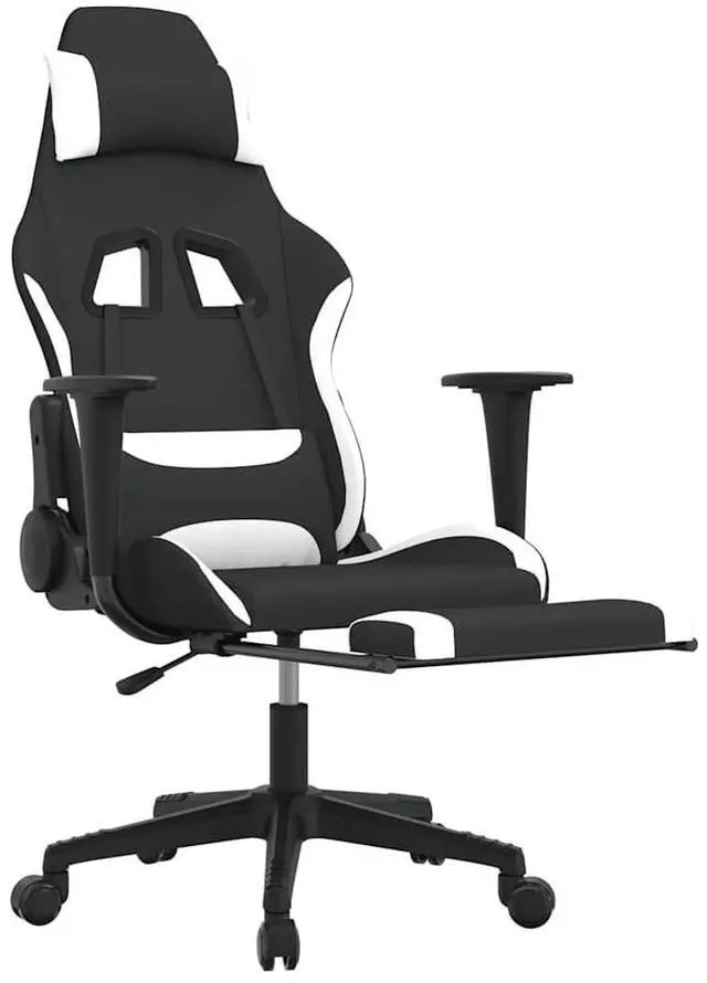 Alt view image 6 of 7 - vidaXL Massage Gaming Chair with Footrest and Headrest, Black and White