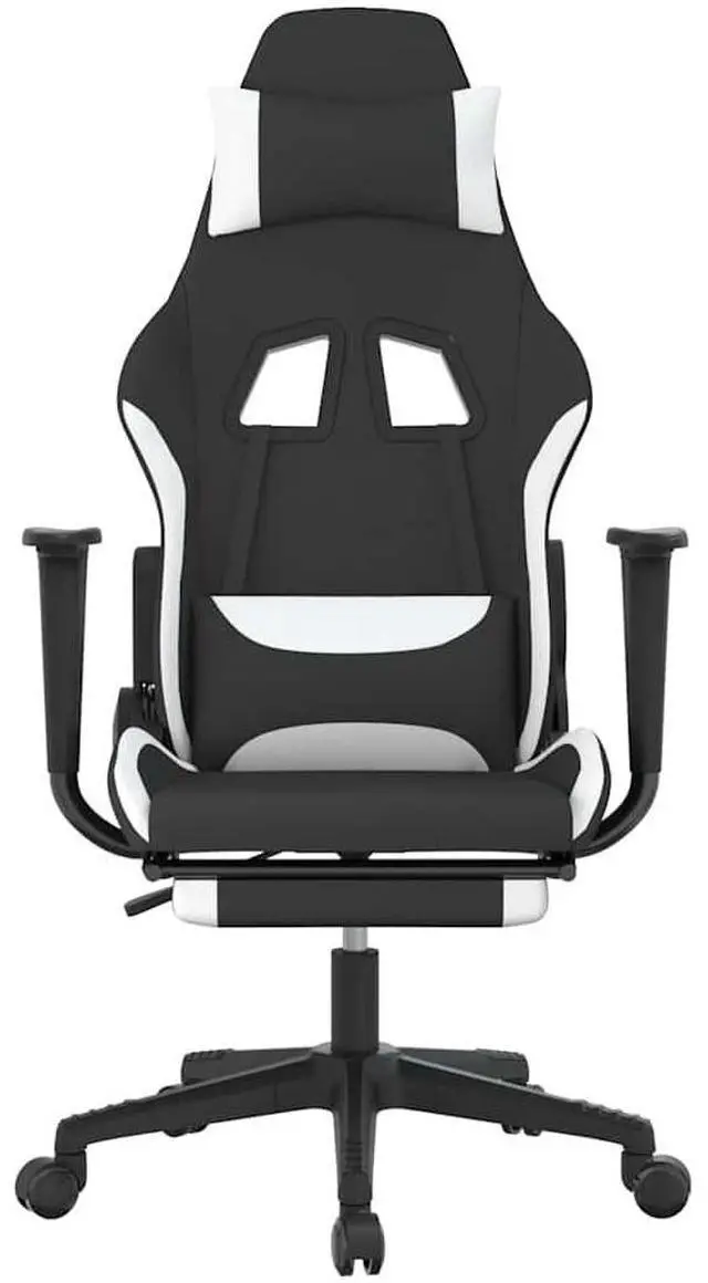Alt view image 3 of 7 - vidaXL Massage Gaming Chair with Footrest and Headrest, Black and White