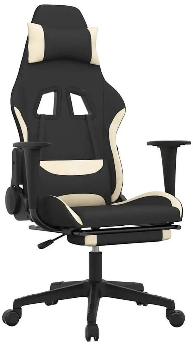 Alt view image 2 of 7 - vidaXL Massage Gaming Chair with Footrest and Headrest, Black and Cream