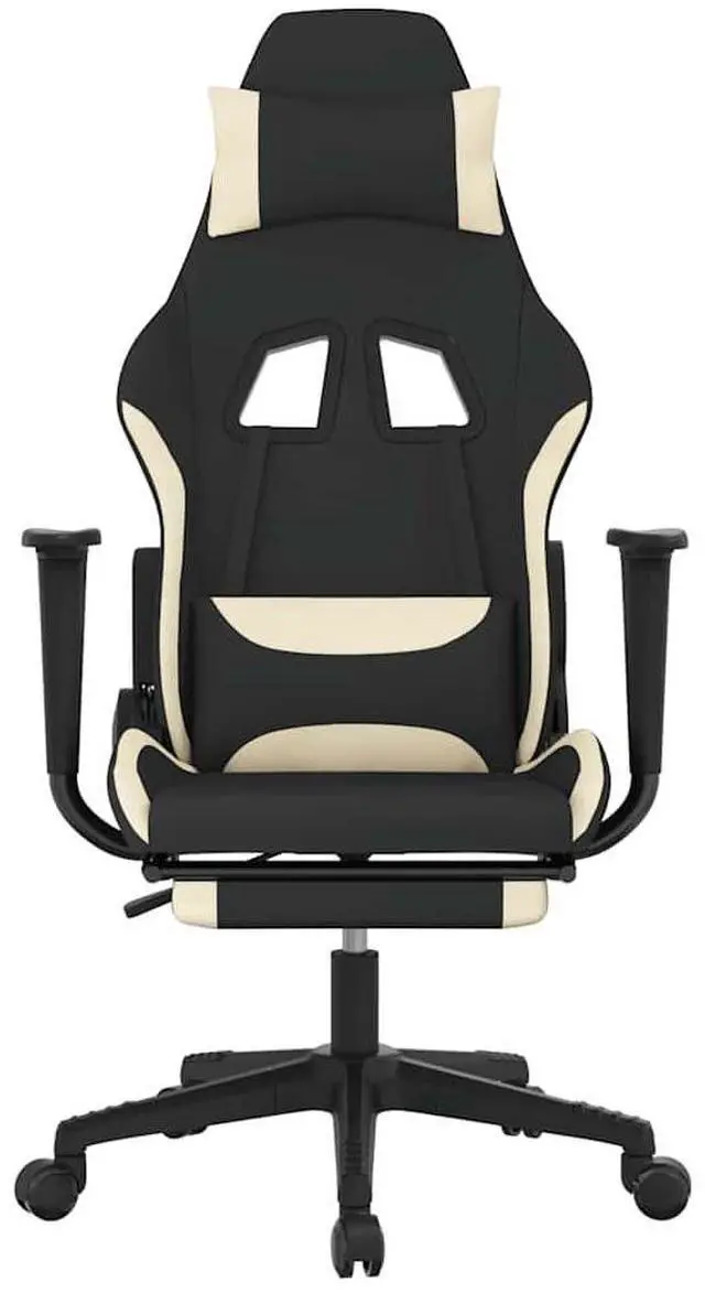 Alt view image 3 of 7 - vidaXL Massage Gaming Chair with Footrest and Headrest, Black and Cream