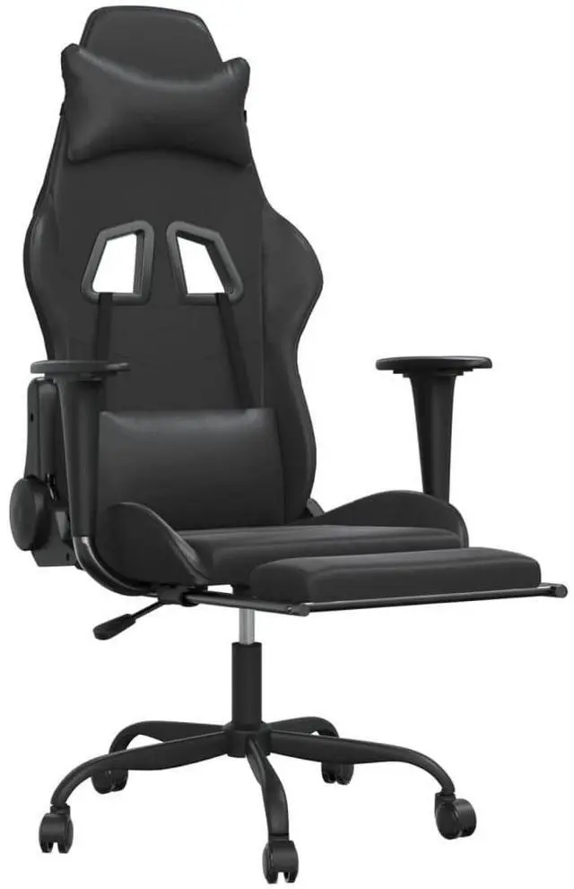 Alt view image 3 of 7 - vidaXL Massage Gaming Chair with Footrest and Headrest, Black