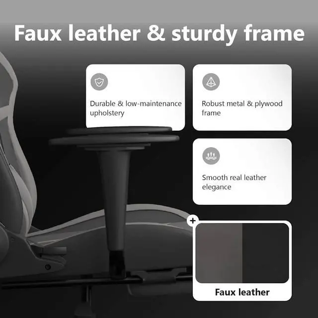 Alt view image 5 of 7 - vidaXL Massage Gaming Chair with Footrest and Headrest, Black and Grey