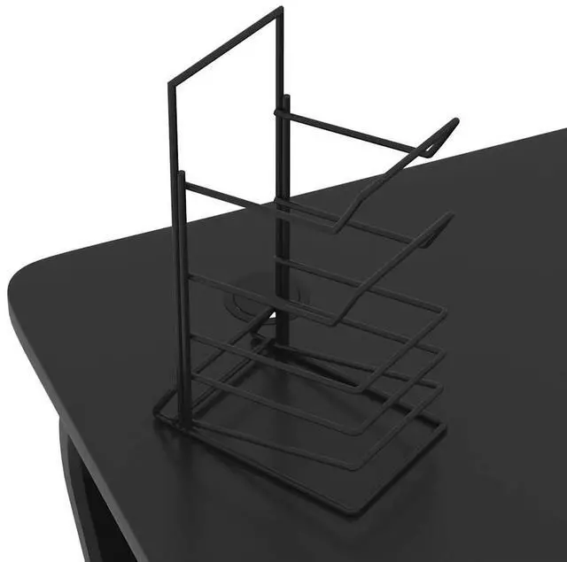 Alt view image 6 of 7 - vidaXL 35 Inch Gaming Desk with ZZ-Shaped Legs, Ergonomic Computer Desk with Earphone & Controller Racks, Cup Holder, Sturdy PC Desk for Gamers and Home Office, Black