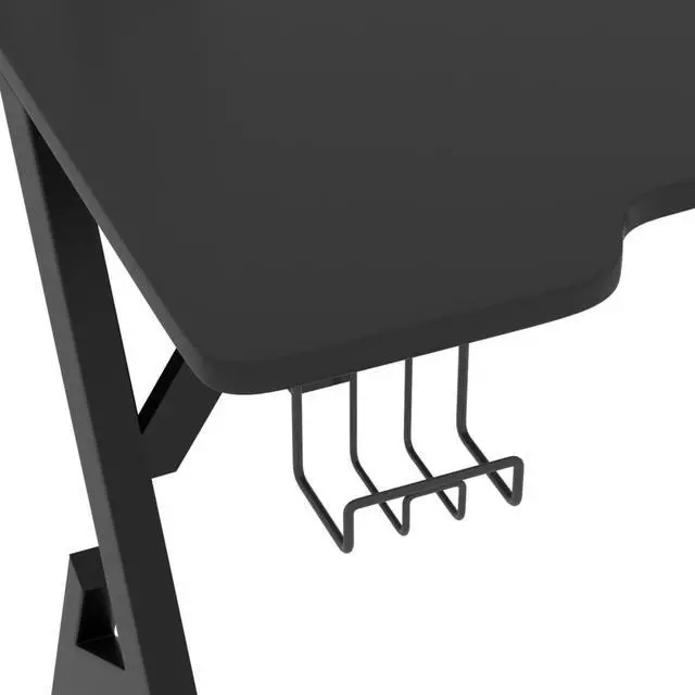 Alt view image 6 of 7 - vidaXL 43 Inch Gaming Desk with Y-Shaped Legs, Ergonomic Computer Desk with Earphone & Controller Racks, Cup Holder, Sturdy PC Desk for Gamers and Home Office, Black