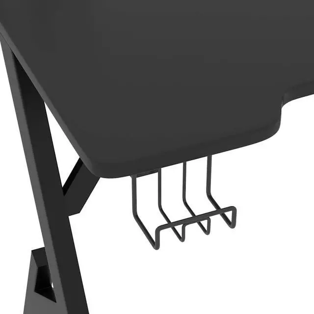 Alt view image 6 of 7 - vidaXL 35 Inch Gaming Desk with Y-Shaped Legs, Ergonomic Computer Desk with Earphone & Controller Racks, Cup Holder, Sturdy PC Desk for Gamers and Home Office, Black