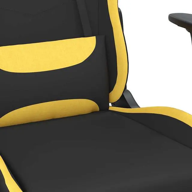 Alt view image 7 of 7 - vidaXL Massage Gaming Chair for Adult, Reclining Computer Chair with Footrest and Headrest, Height Adjustable Office Chair with 360°-Swivel Castors, Black and Yellow Fabric