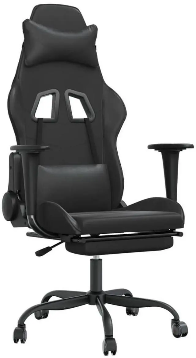 Alt view image 2 of 7 - vidaXL Massage Gaming Chair with Footrest and Headrest, Black