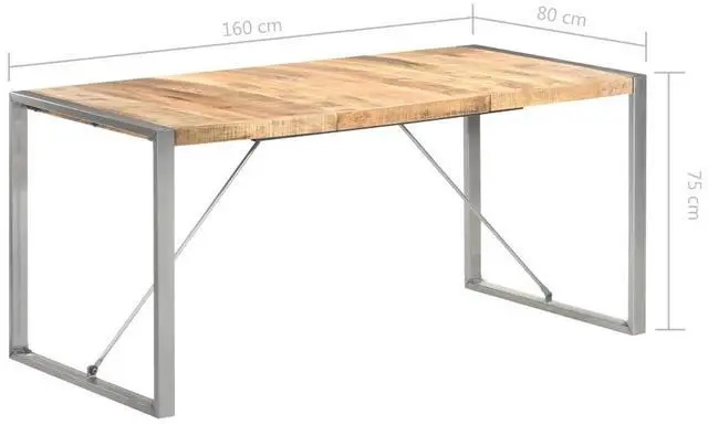 Alt view image 10 of 13 - vidaXL Dining Table 63"x31.5"x29.5" Solid Rough Mango Wood
