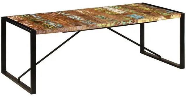 Alt view image 7 of 7 - vidaXL Dining Table 86.6"x39.4"x29.5" Solid Reclaimed Wood