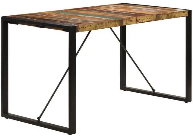 Alt view image 3 of 11 - vidaXL Dining Table 55.1"x27.6"x29.5" Solid Reclaimed Wood