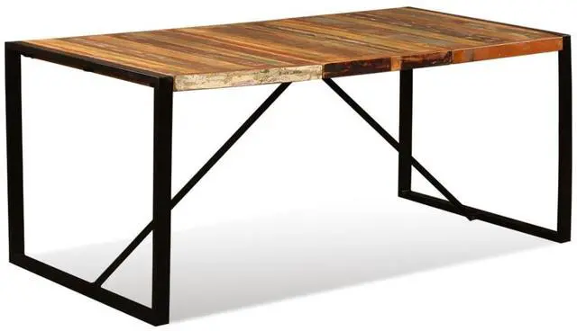 Alt view image 7 of 7 - vidaXL Dining Table Solid Reclaimed Wood Vintage 70.9" Kitchen Dining Room