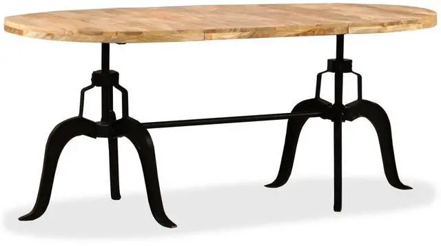 Alt view image 2 of 7 - vidaXL Solid Mango Wood Dining Table Steel Wooden Kitchen Table Furniture