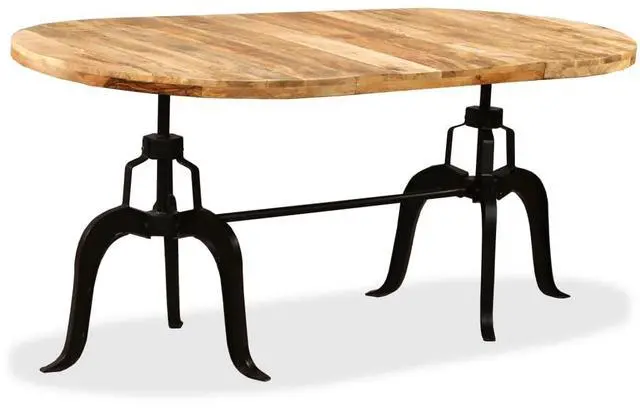 Alt view image 3 of 7 - vidaXL Solid Mango Wood Dining Table Steel Wooden Kitchen Table Furniture