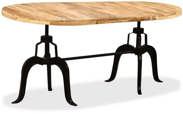 Alt view image 6 of 7 - vidaXL Solid Mango Wood Dining Table Steel Wooden Kitchen Table Furniture