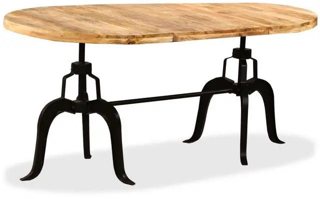 Alt view image 7 of 7 - vidaXL Solid Mango Wood Dining Table Steel Wooden Kitchen Table Furniture